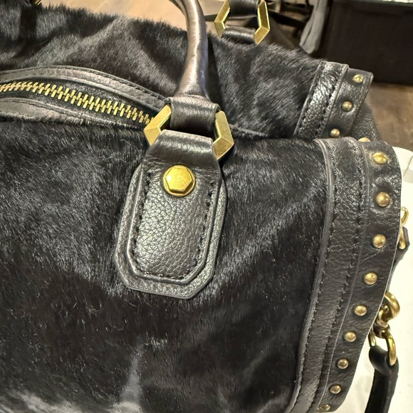 orYANY Black Leather Cow Hide Large Satchel Crossbody Handbag - Picture 4 of 16